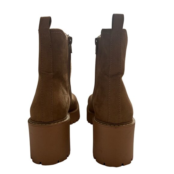 Universal Thread Tan Chunky Heel Ankle Boots Womens Size 7.5 Faux Suede - Picture 4 of 16